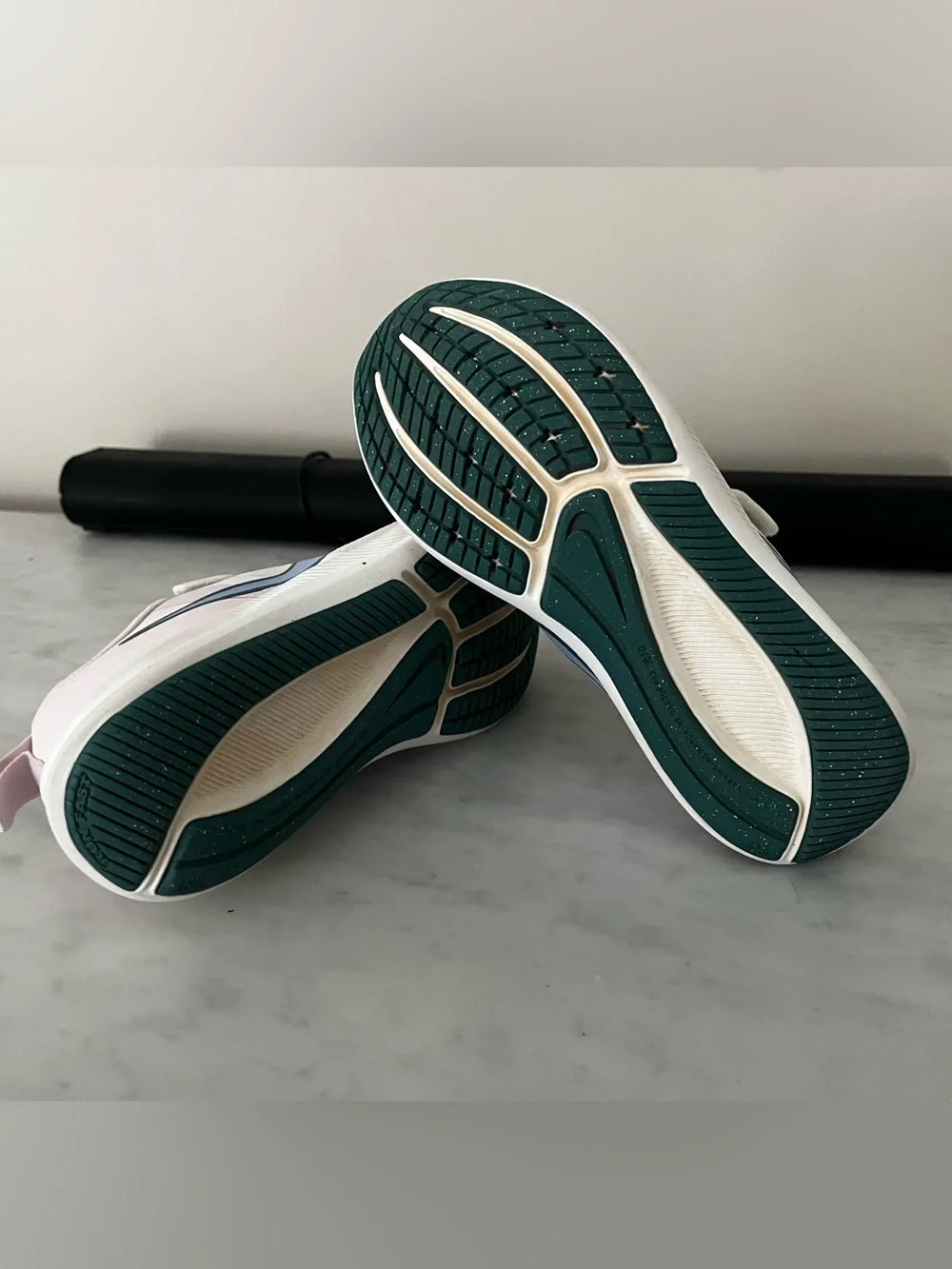 Nike White & Light Pink Kids' Shoes with Black Swoosh